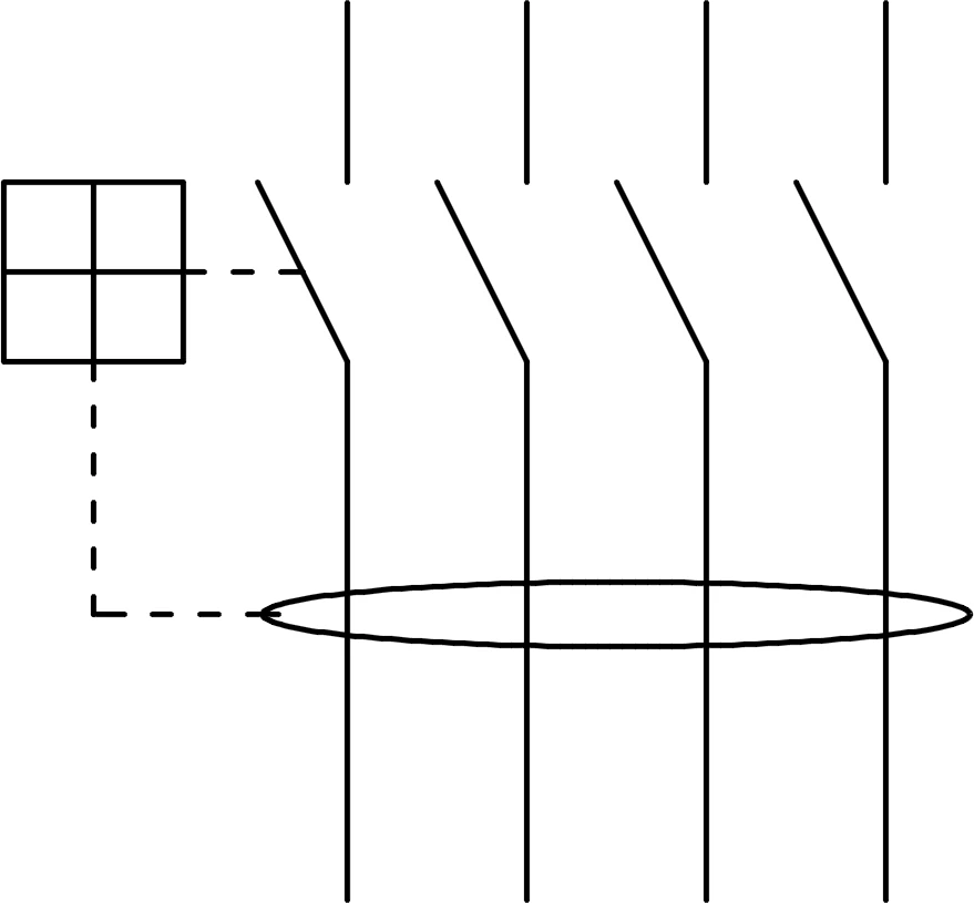 Simbolo eléctrico de un interruptor  diferencial Tretrapolar